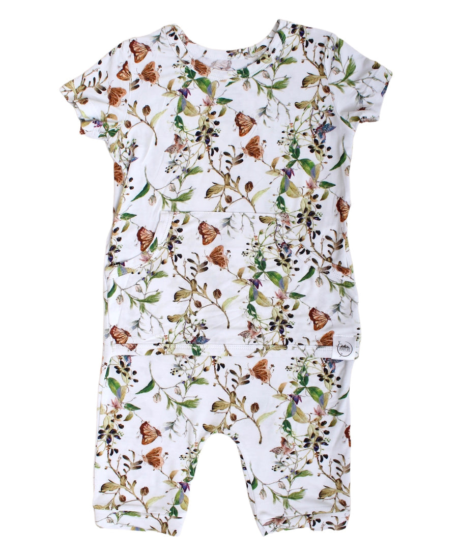 Front Opening Shortie Romper in Butterflies | Bamboo Viscose