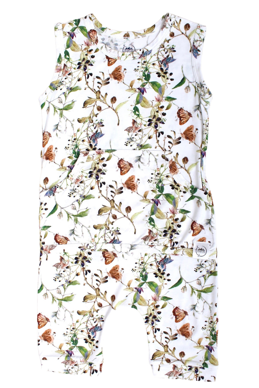 Front Opening Tank Shortie Romper in Butterflies | Bamboo Viscose
