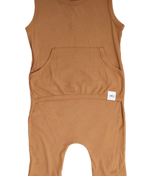 Front Opening Tank Shortie Romper in Saffron