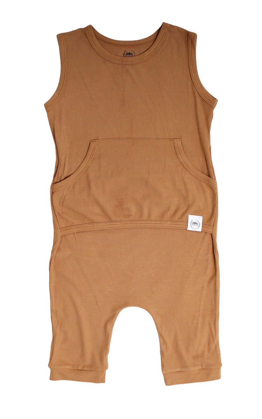 Front Opening Tank Shortie Romper in Saffron | Ribbed Bamboo Viscose