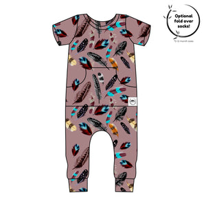 Front Opening Romper in Birds of a Feather | Bamboo Viscose