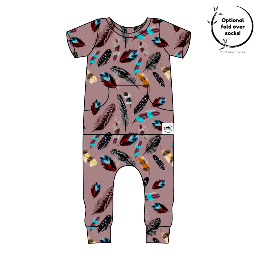 Front Opening Romper in Birds of a Feather | Bamboo Viscose