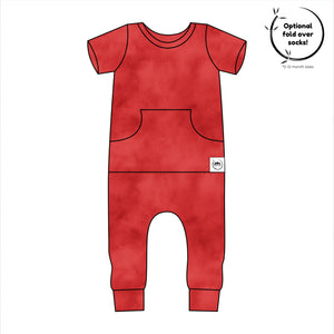 Front Opening Romper in Ruby Red | Bamboo Viscose