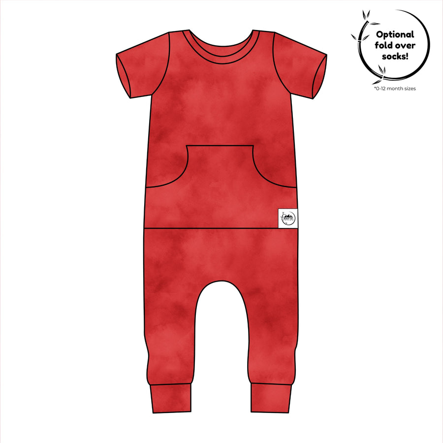Front Opening Romper in Ruby Red | Bamboo Viscose