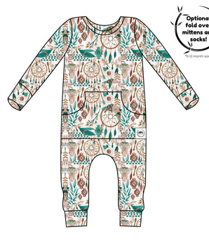 Front Opening Romper in Catching Dreams | Bamboo Viscose