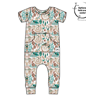 Front Opening Romper in Catching Dreams | Bamboo Viscose