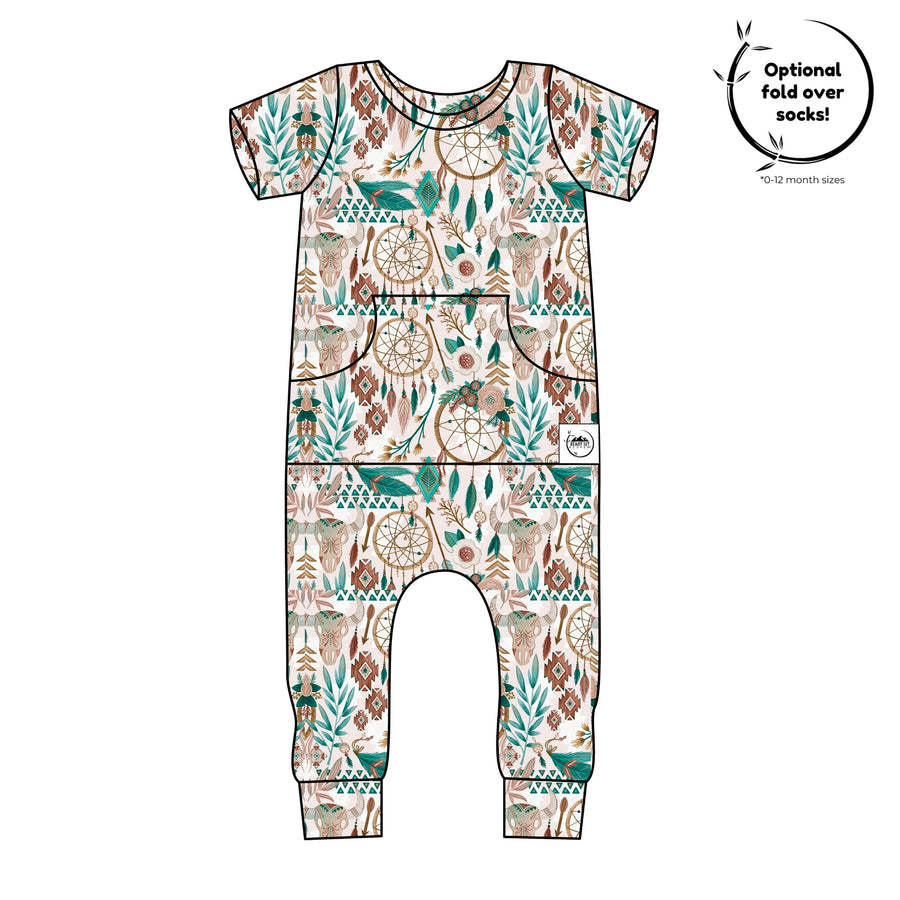Front Opening Romper in Catching Dreams | Bamboo Viscose