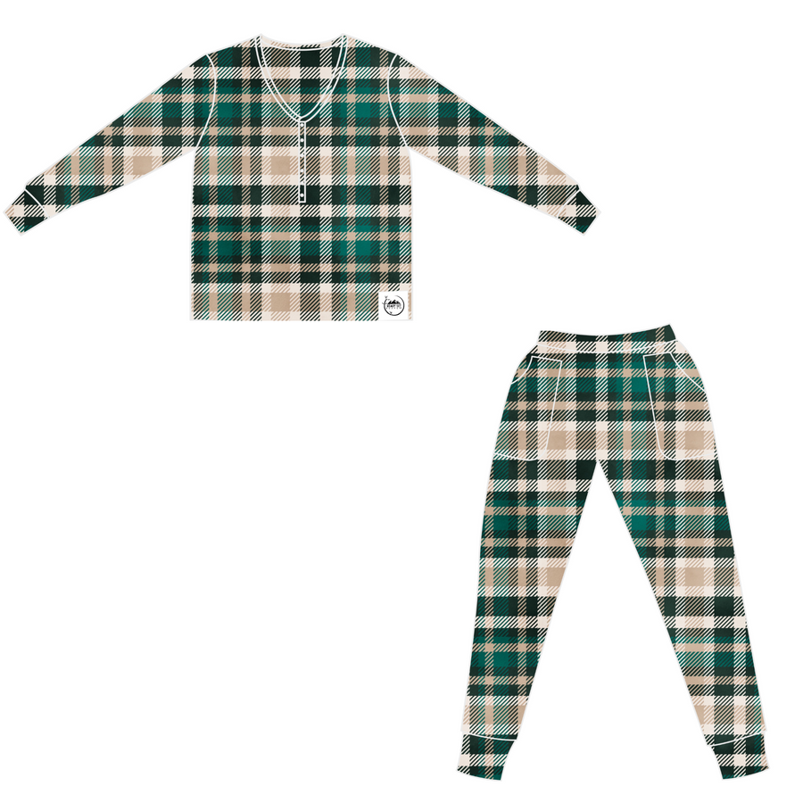 Women’s 2 pc Loungewear Set in Jaded Plaid | Bamboo Viscose