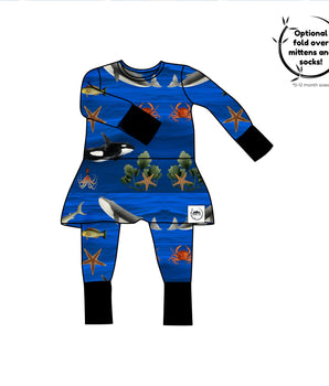 Front Opening Twirl Romper in Under the Sea