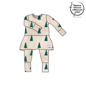 Front Opening Twirl Romper in Rustic Evergreens | Bamboo Viscose