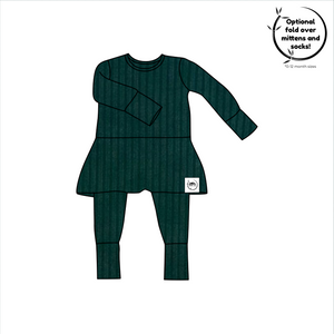 Front Opening Twirl Romper in Sage | Ribbed Bamboo Viscose