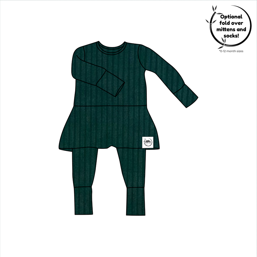 Front Opening Twirl Romper in Sage | Ribbed Bamboo Viscose