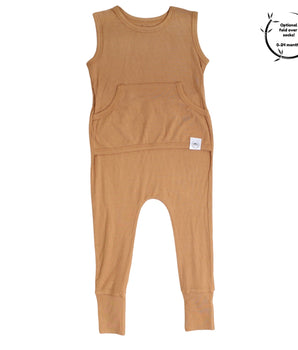 Front Opening Tank Romper in Saffron