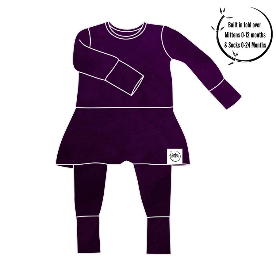 Front Opening Twirl Romper in Grape | Bamboo Viscose
