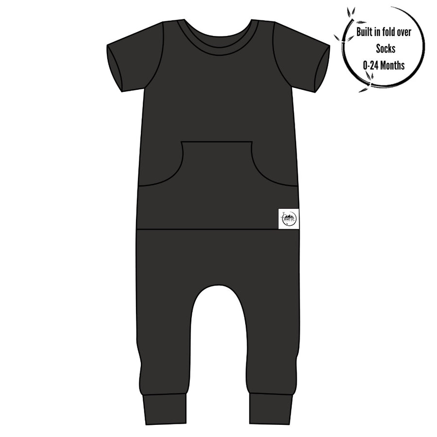 Front Opening Romper in Shadow | Bamboo Viscose