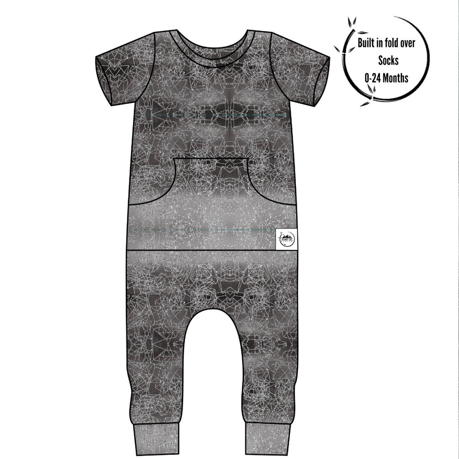 Front Opening Romper in O.G Stormy | Bamboo Viscose