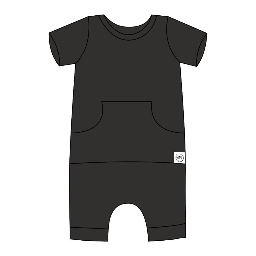 Front Opening Shortie Romper in Shadow | Bamboo Viscose