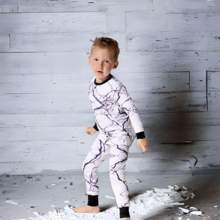2 pc Loungewear Set in Marbled Bianco | Bamboo Viscose