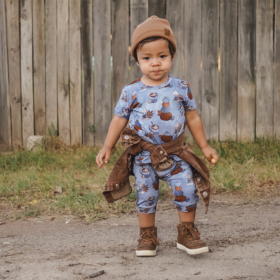 Front Opening Shortie Romper in Pumpkin Spice | Bamboo Viscose