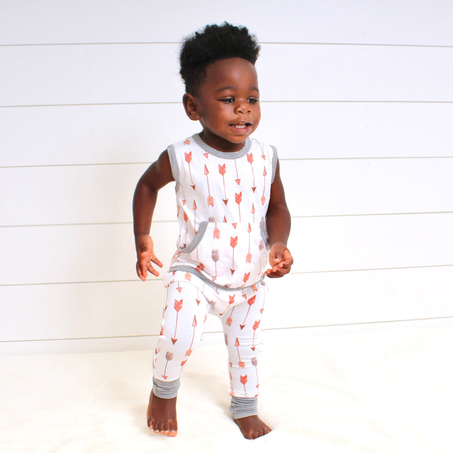 Front Opening Tank Romper in Fate's Arrows | Bamboo Viscose