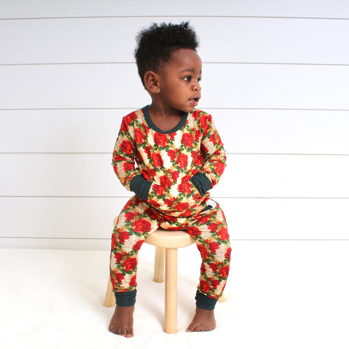 Front Opening Romper in Smell the Roses | Bamboo Viscose
