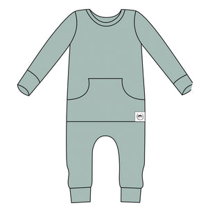 Front Opening Romper in Teal | Bamboo Viscose