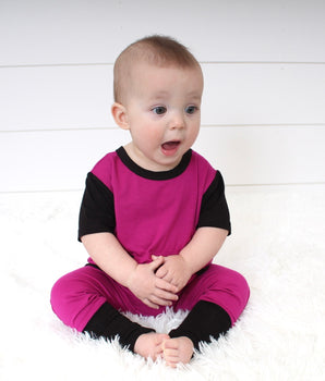 Change-A-Roo™ Front Opening Romper in Boysenberry