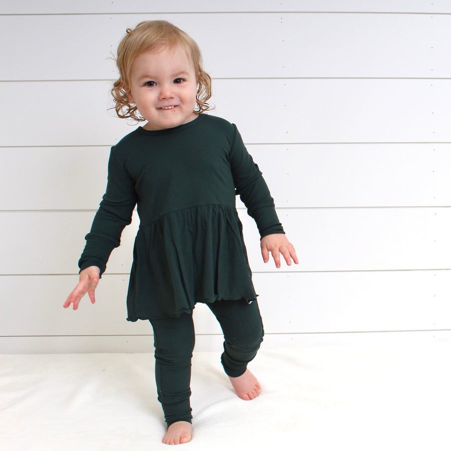 Front Opening Twirl Romper in Sage | Ribbed Bamboo Viscose