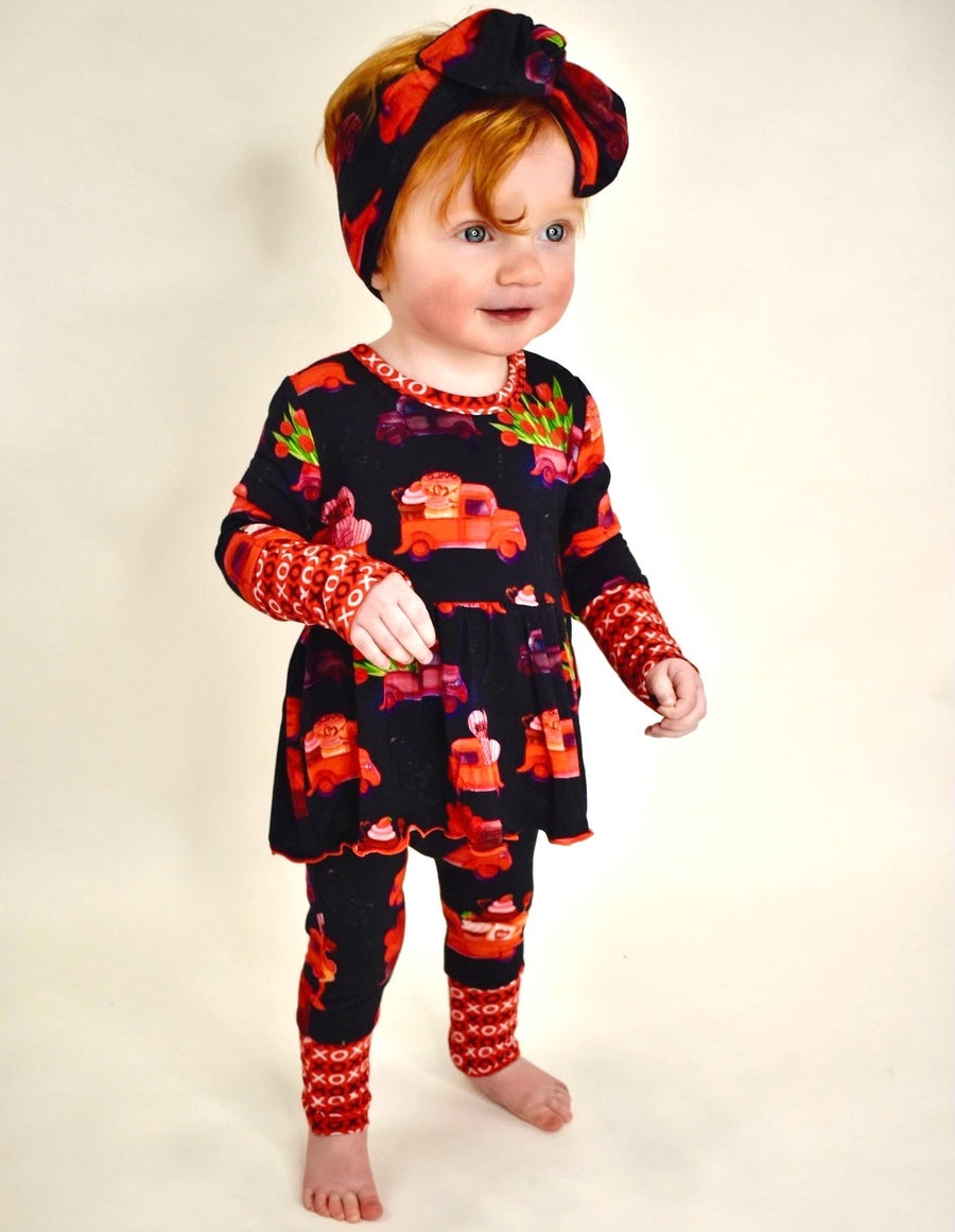 Front Opening Twirl Romper in Loads of Love | Bamboo Viscose