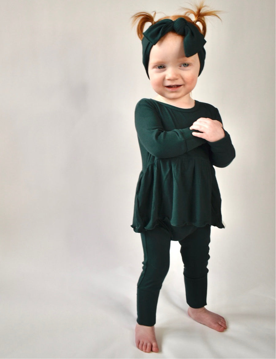 Front Opening Twirl Romper in Sage | Ribbed Bamboo Viscose