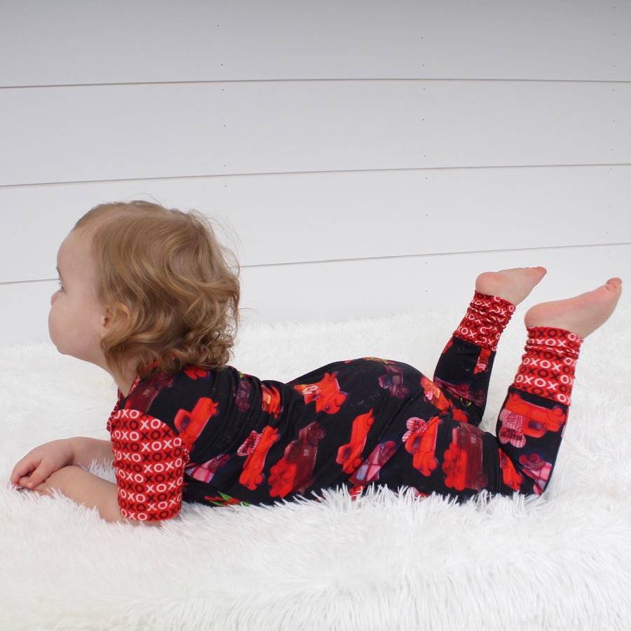Front Opening Romper in Loads of Love | Bamboo Viscose