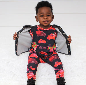 Front Opening Romper in Loads of Love | Bamboo Viscose