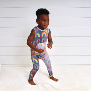 Front Opening Tank Romper in Radiant Rainbows | Bamboo Viscose