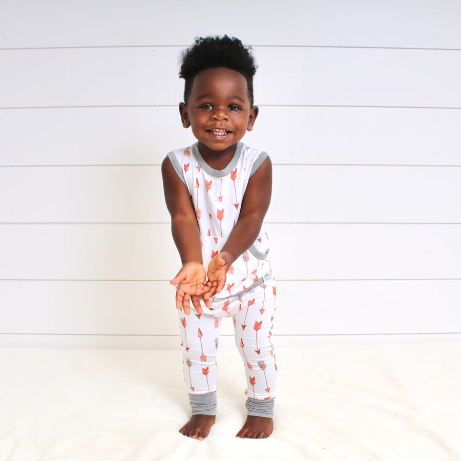 Front Opening Tank Romper in Fate's Arrows | Bamboo Viscose