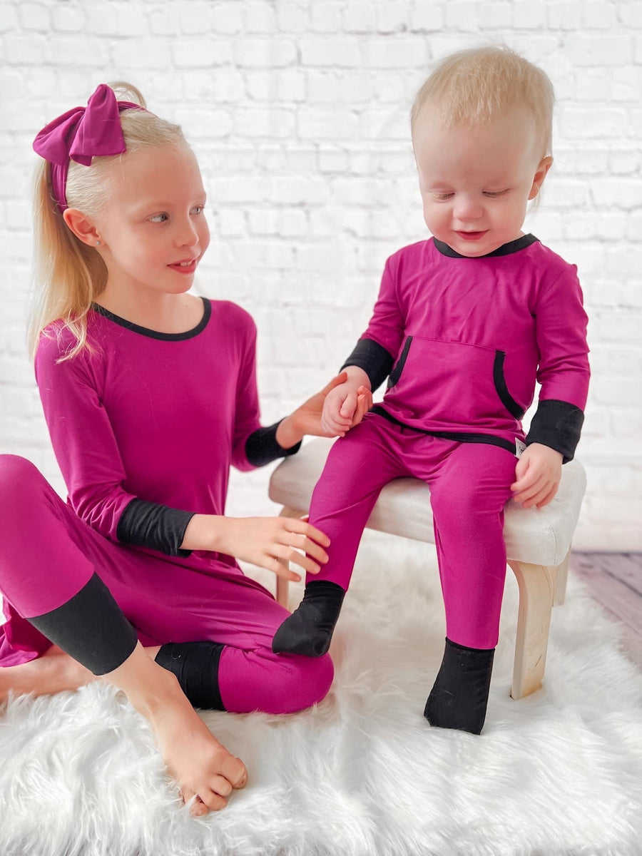 Front Opening Romper in Boysenberry | Bamboo Viscose