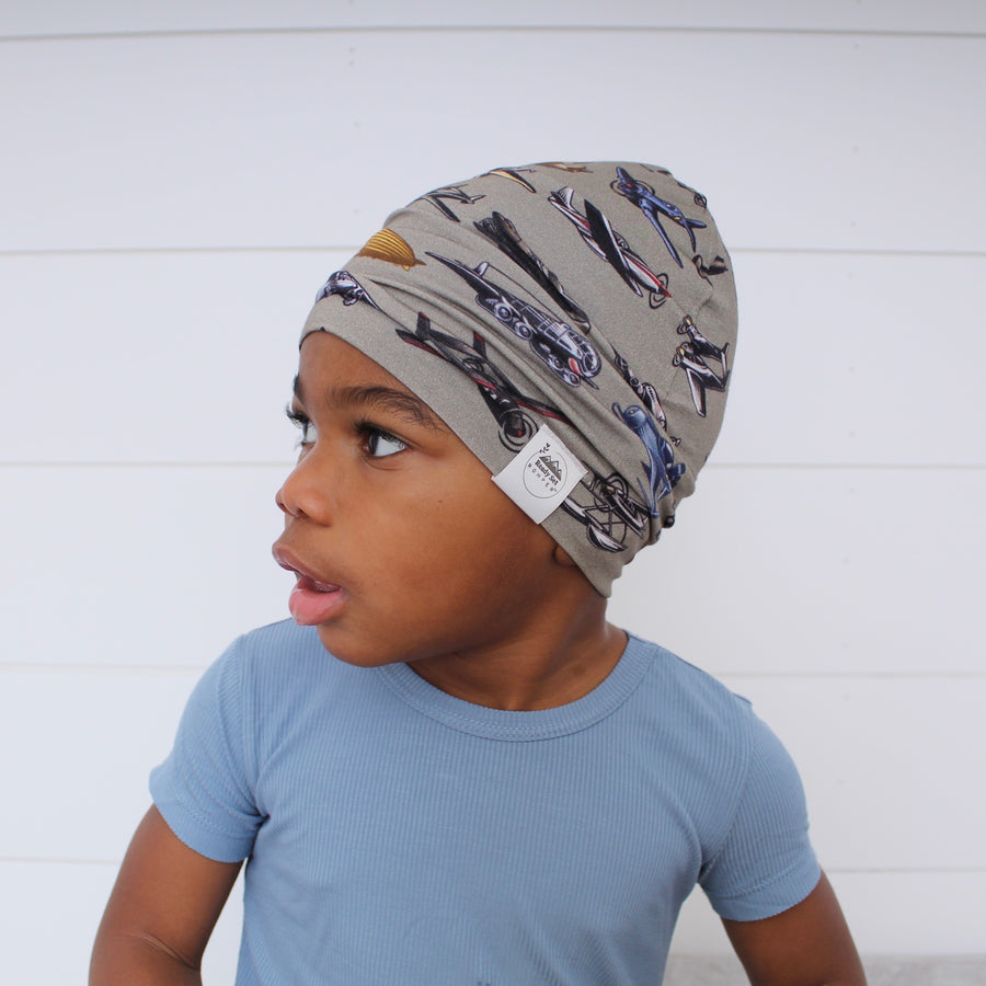 Beanie in Vintage Planes | Bamboo Viscose