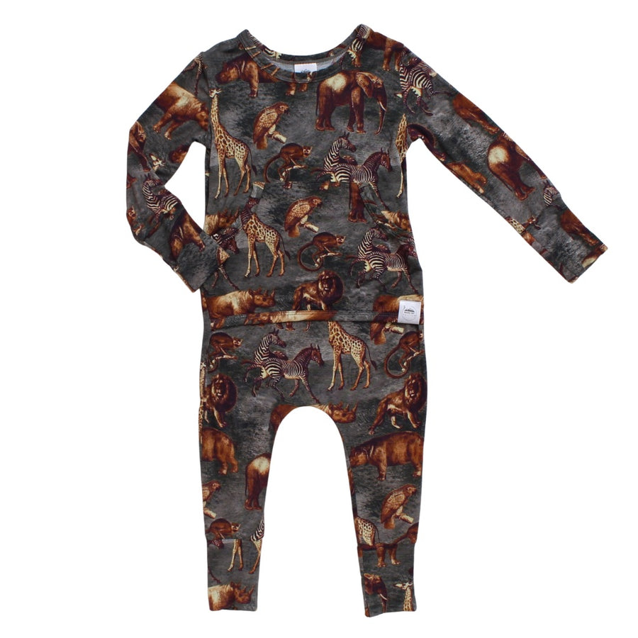 Front Opening Romper in Ugandan Safari | Bamboo Viscose