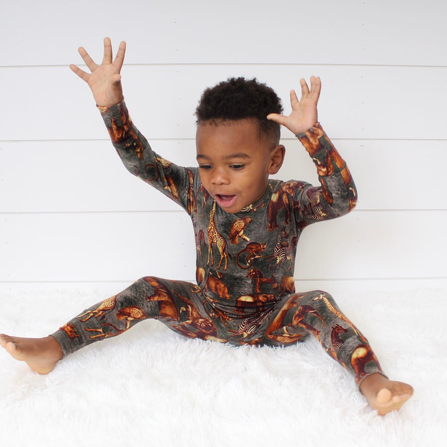 Front Opening Romper in Ugandan Safari | Bamboo Viscose