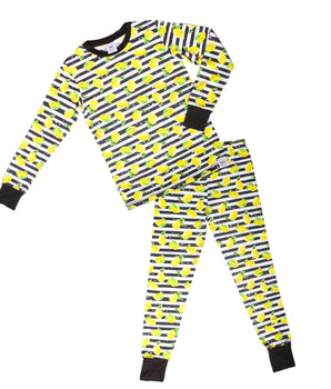 2 pc Loungewear Set in Lemon Line | Bamboo Viscose