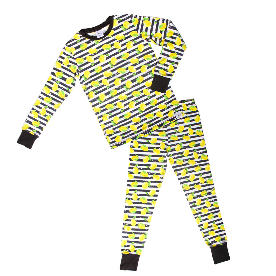 2 pc Loungewear Set in Lemon Line | Bamboo Viscose