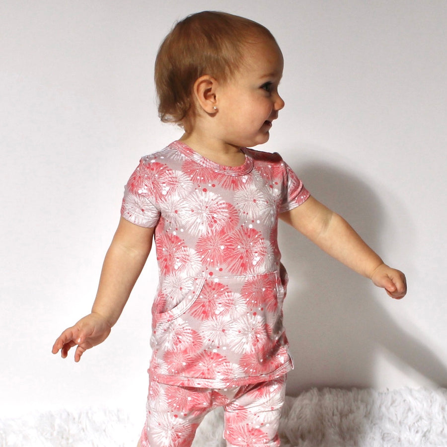 Front Opening Romper in Fire Work It | Bamboo Viscose