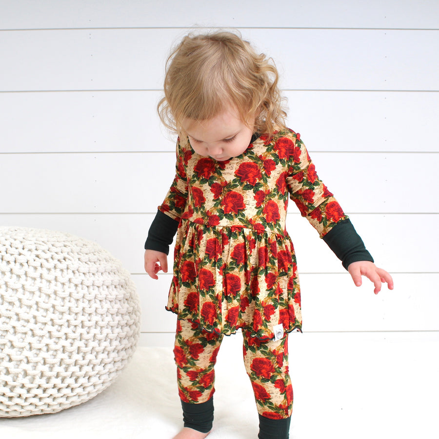 Front Opening Twirl Romper in Smell the Roses | Bamboo Viscose