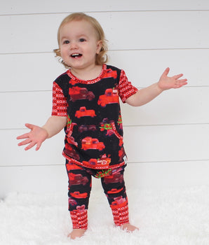 Front Opening Romper in Loads of Love | Bamboo Viscose