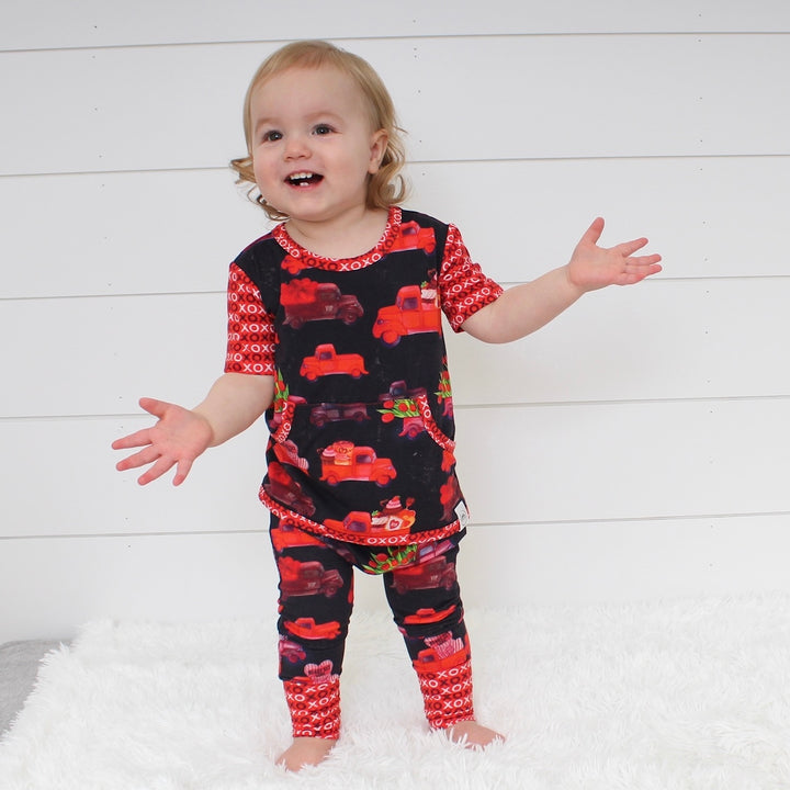 Front Opening Romper in Loads of Love | Bamboo Viscose