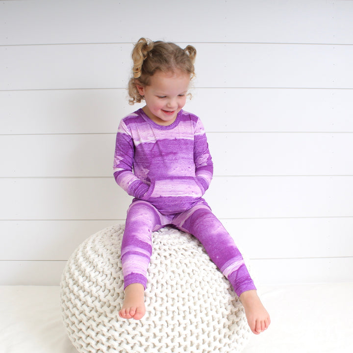 Front Opening Romper in Purple Frosting | Bamboo Viscose