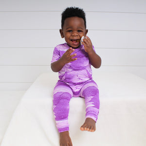 Front Opening Romper in Purple Frosting | Bamboo Viscose