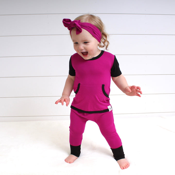 Front Opening Romper in Boysenberry | Bamboo Viscose