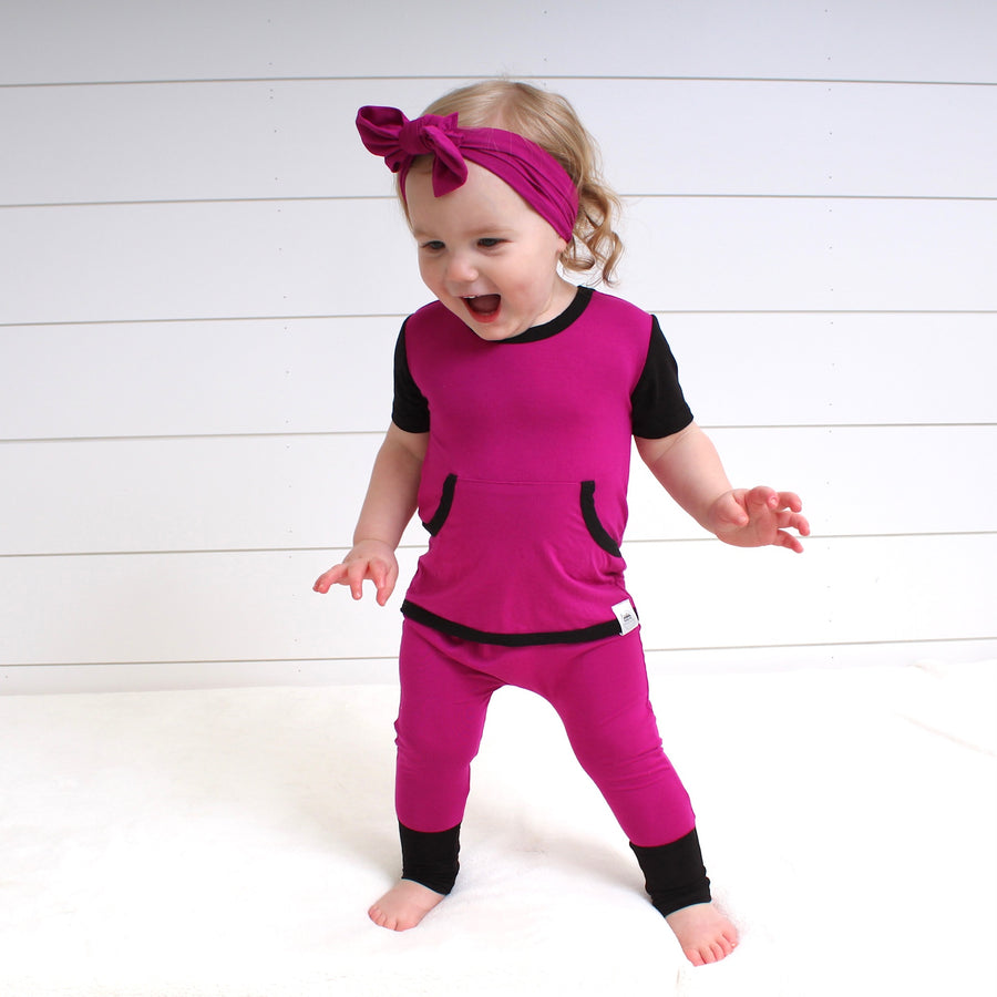 Front Opening Romper in Boysenberry | Bamboo Viscose