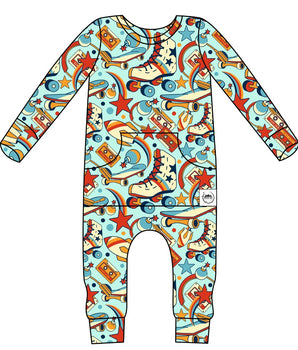 Front Opening Romper in Rad Rollers