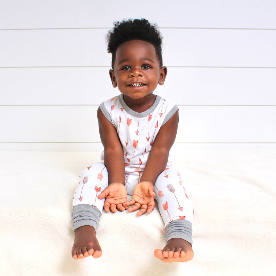 Front Opening Tank Romper in Fate's Arrows | Bamboo Viscose